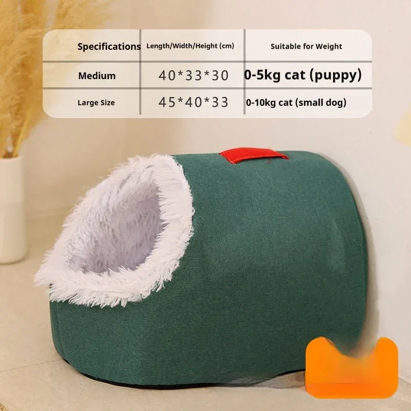 Stylish Thickened Insulated Enclosed Cat Bed - seenewpaw