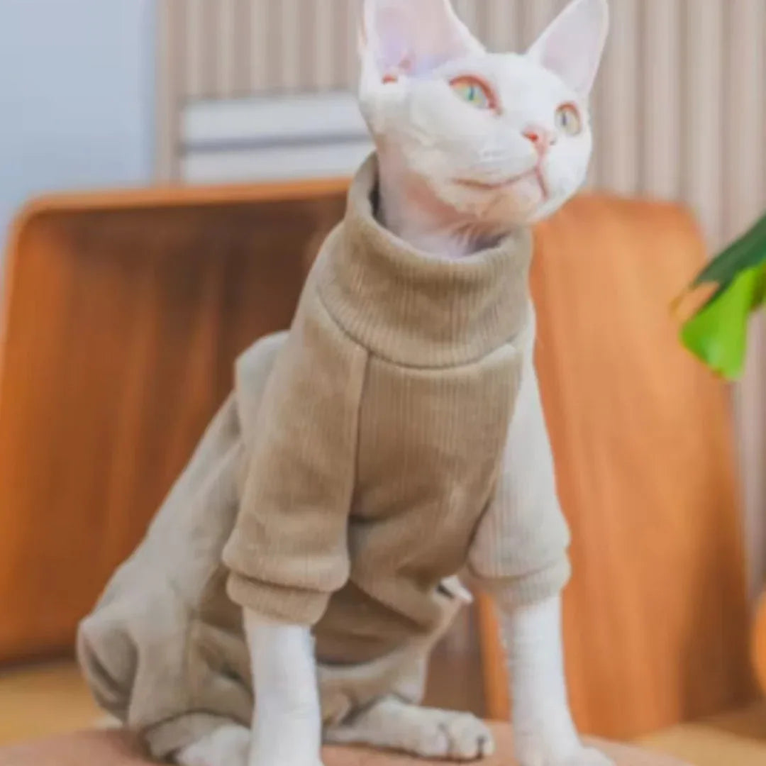 Thickened Fleece - lined Hairless Devon Cat Clothes, Warm And Pure Cotton - seenewpaw