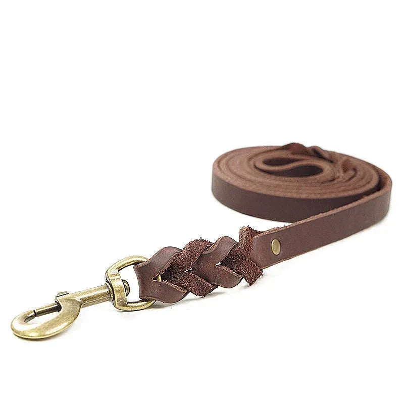 Genuine Leather Dog Leash With Anti - pull Design - seenewpaw