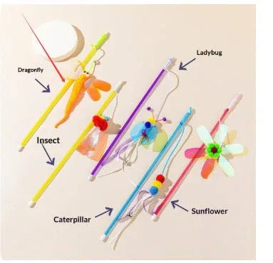 Cat Teaser Wand Toy With Shiny, Reflective Plastic Pieces - seenewpaw