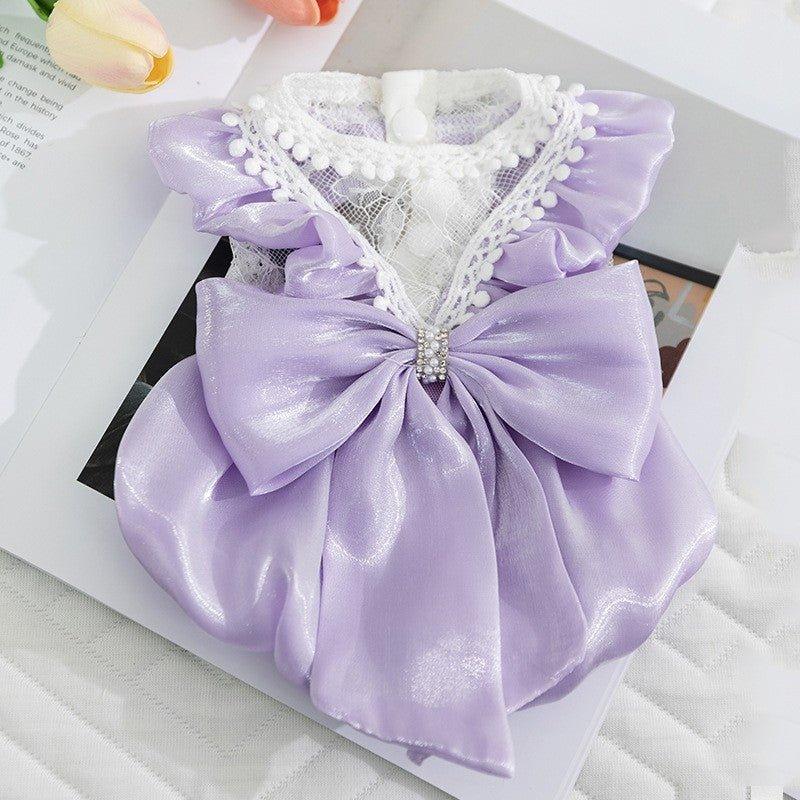 Cat Clothes Princess - style Sparkly Big Bow Dress - seenewpaw