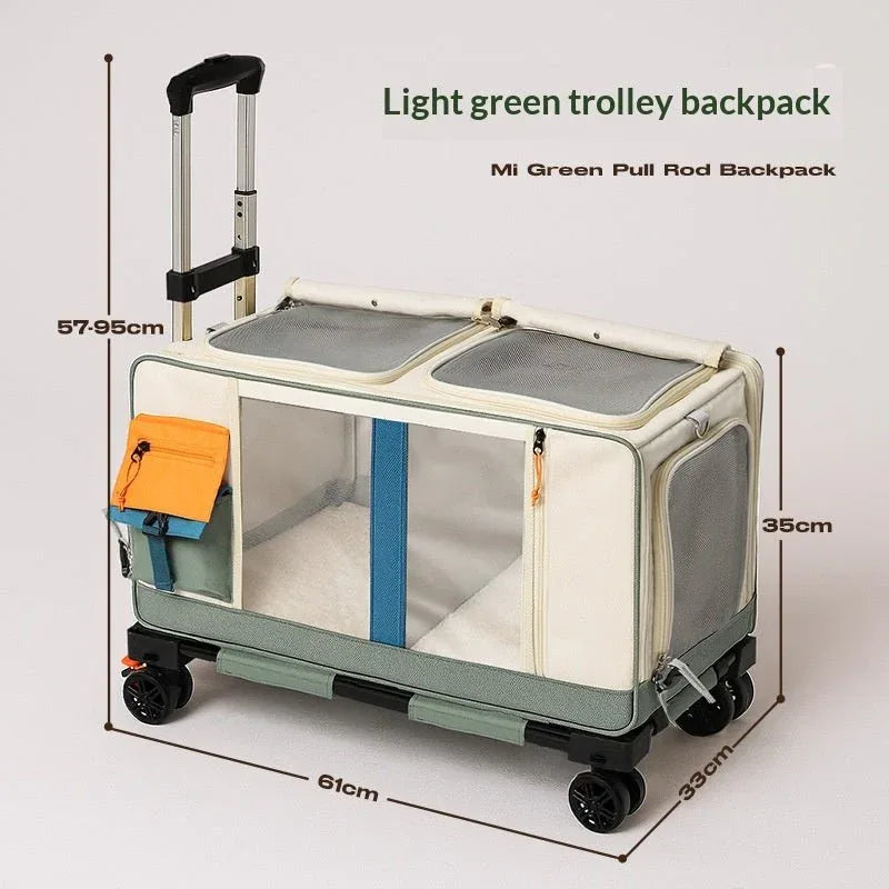 Portable Rolling Pet Travel Carrier With Handle Large Capacity - seenewpaw
