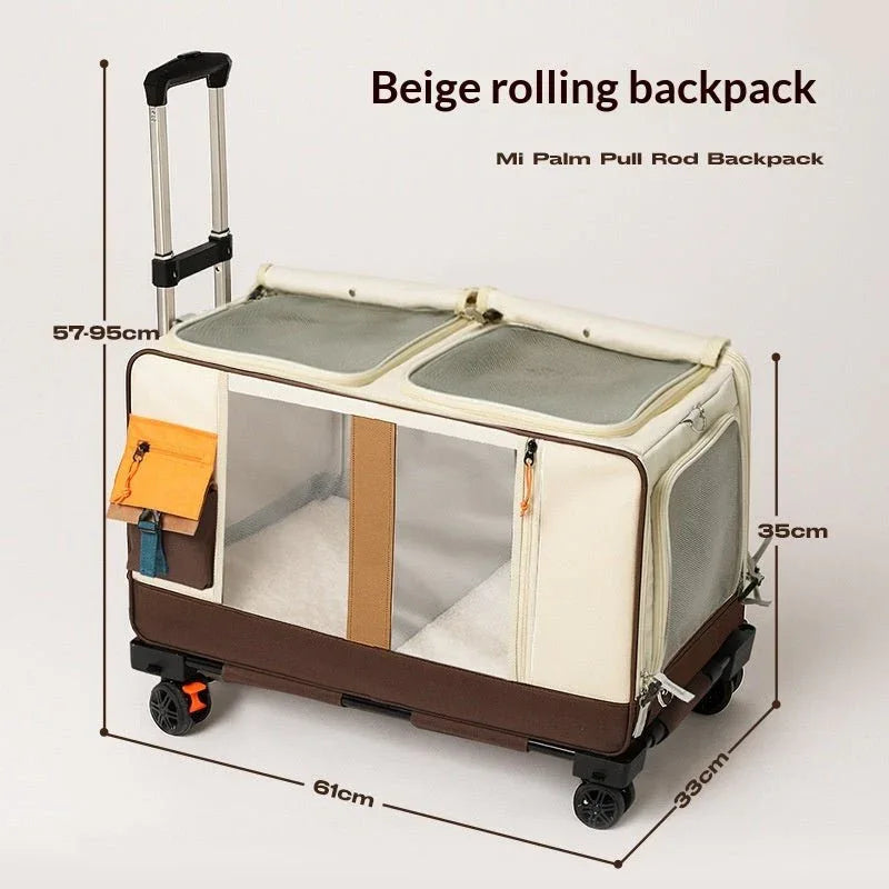Portable Rolling Pet Travel Carrier With Handle Large Capacity - seenewpaw