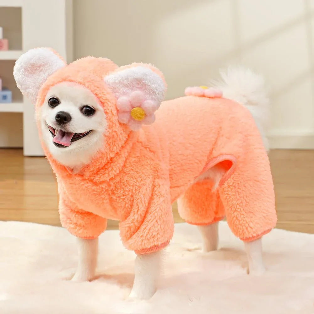 Pet Dog And Cat Clothing And Accessories Autumnwinter Fleece - lined Four - legged Dog Outfits - seenewpaw